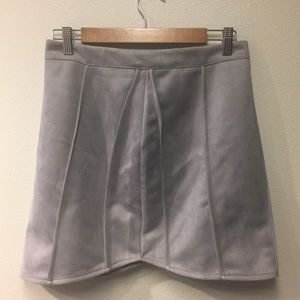 Faux suede seam detail mini skirt